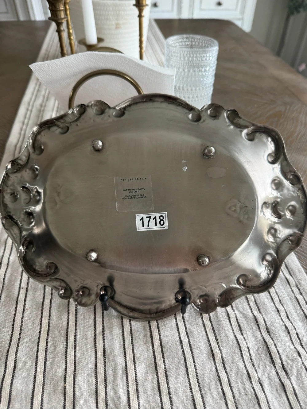 Pottery Barn Silver-Tone Decorative Platter